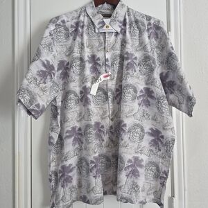 Tori Richards Gray & Purple Patterned Shirt 3XB